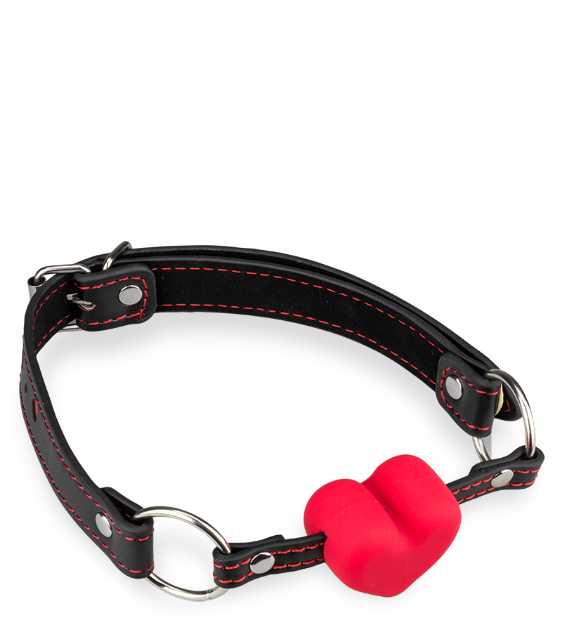 Faux leather ball gag with silicone heart