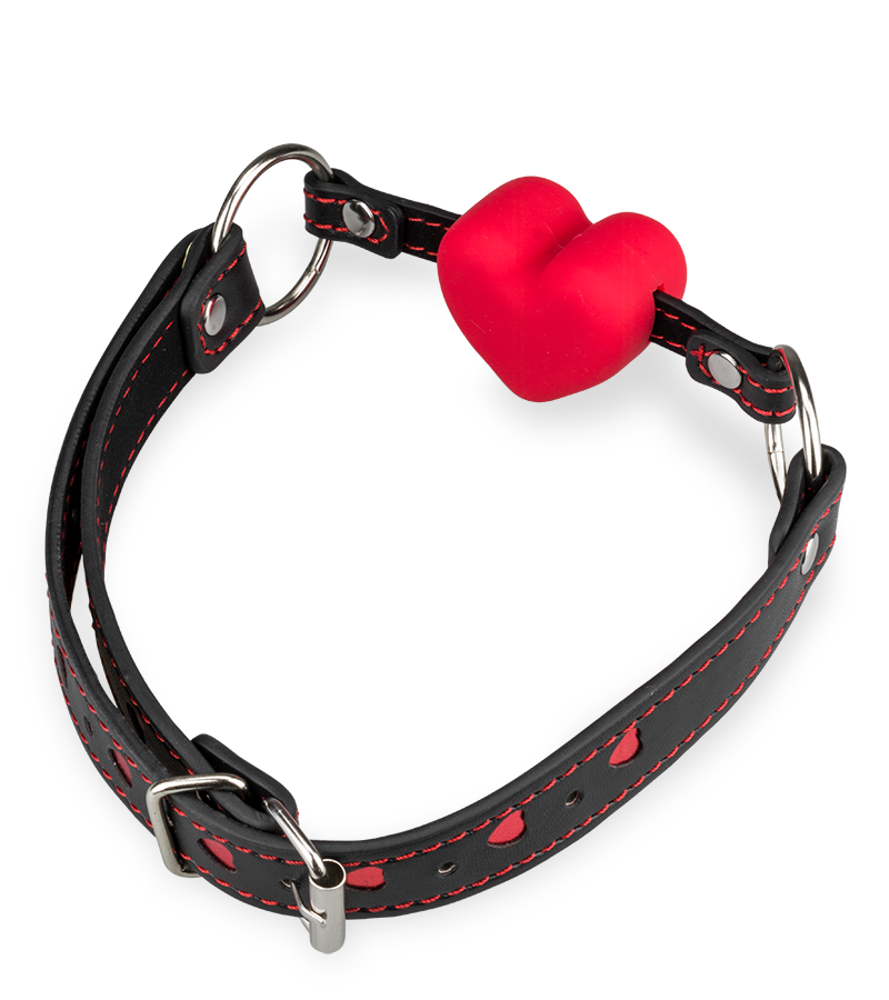 Faux leather ball gag with silicone heart