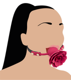 Faux leather ball gag with silicone rose