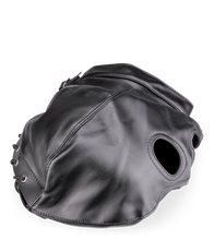 Load image into Gallery viewer, Faux leather BDSM hood with three openings