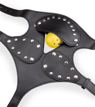 Load image into Gallery viewer, Faux leather BDSM mask with ball gag