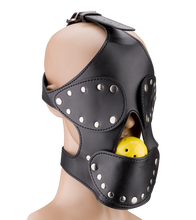 Load image into Gallery viewer, Faux leather BDSM mask with ball gag