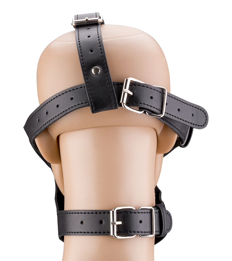 Faux leather BDSM mask with ball gag