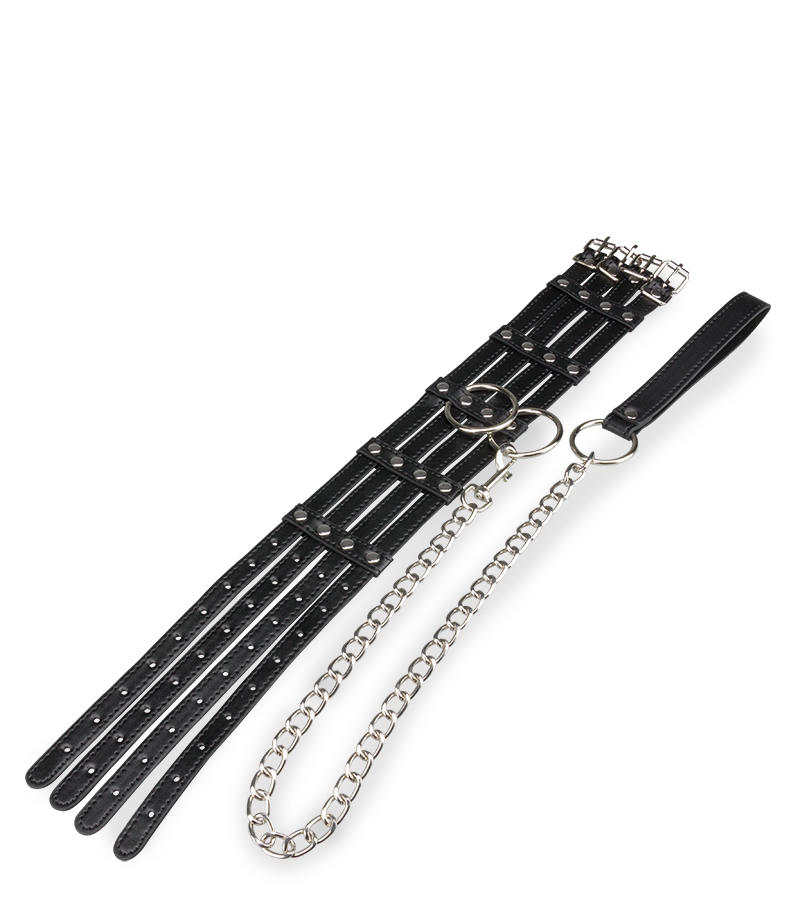 Faux leather collar and leash set