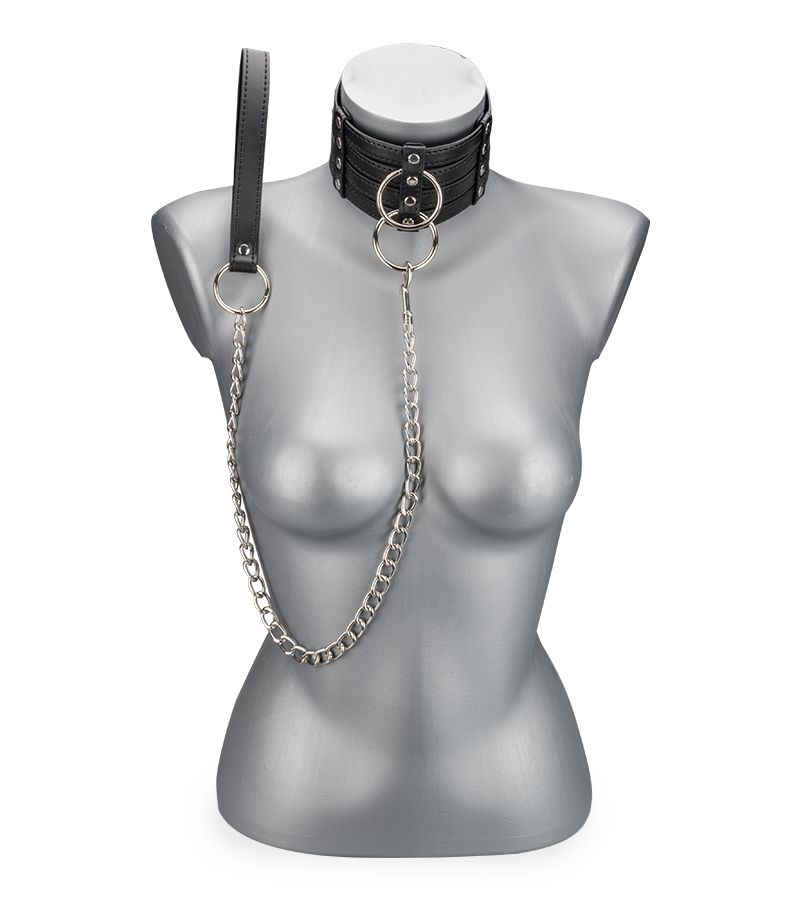 Faux leather collar and leash set