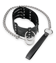 Load image into Gallery viewer, Faux leather collar and leash set