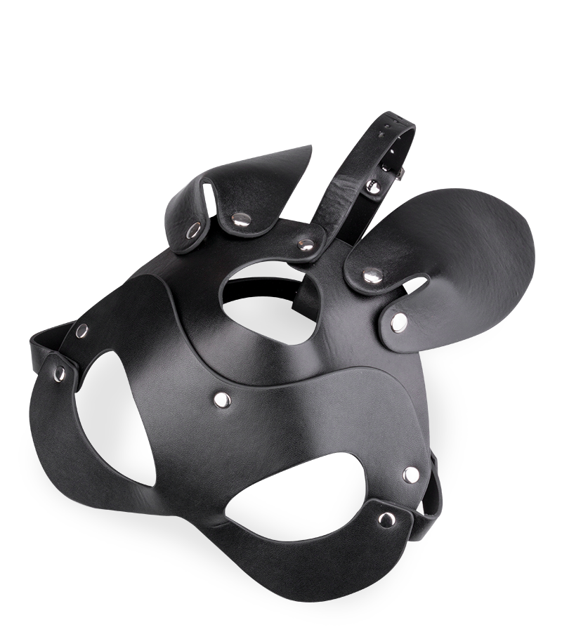 Faux leather rabbit mask