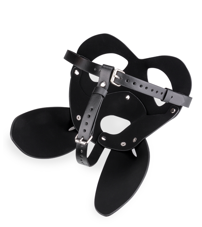 Faux leather rabbit mask