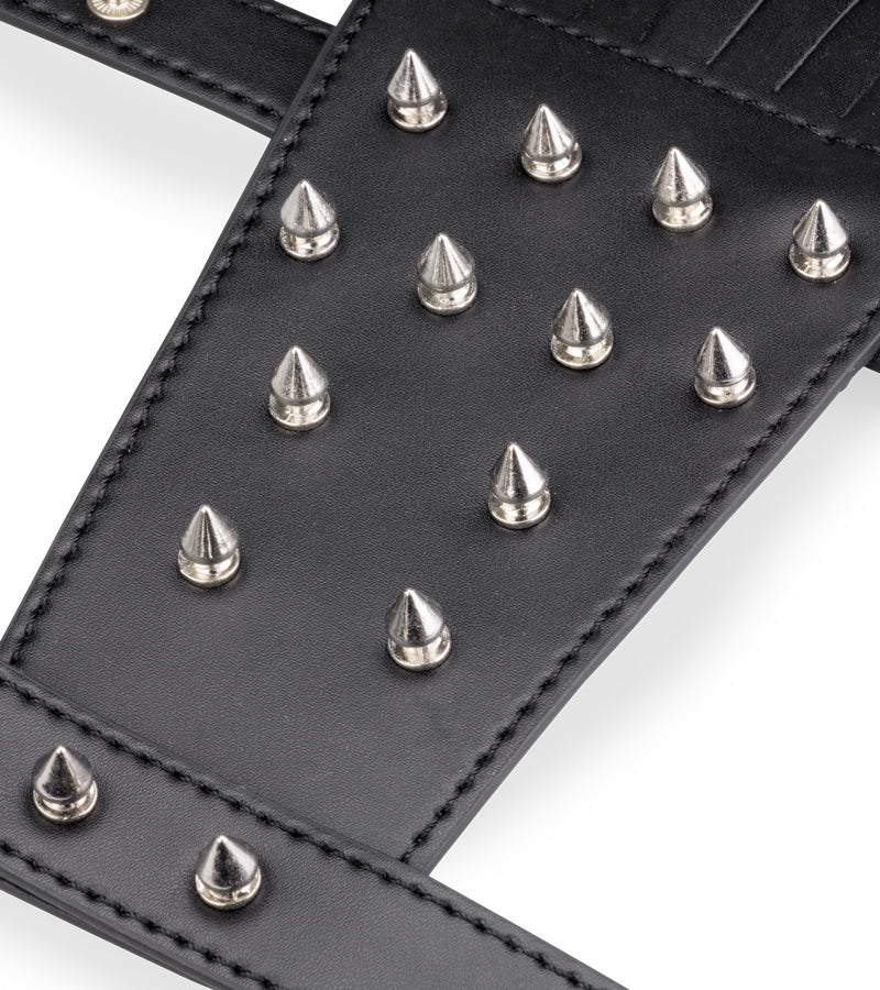 Faux leather spiked flogger glove