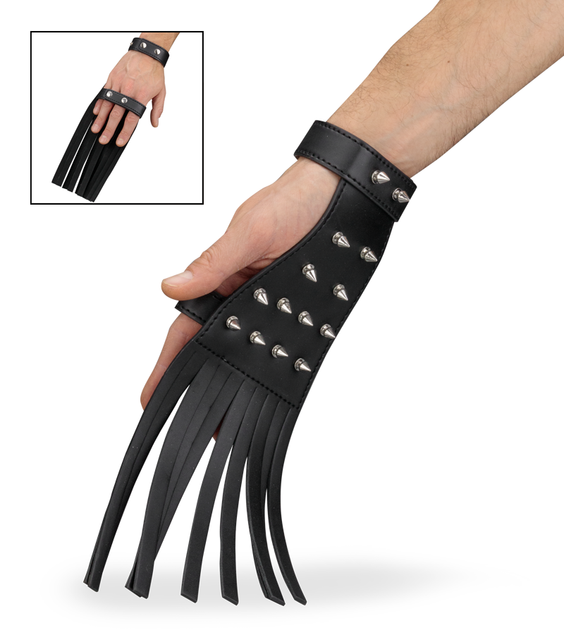 Faux leather spiked flogger glove