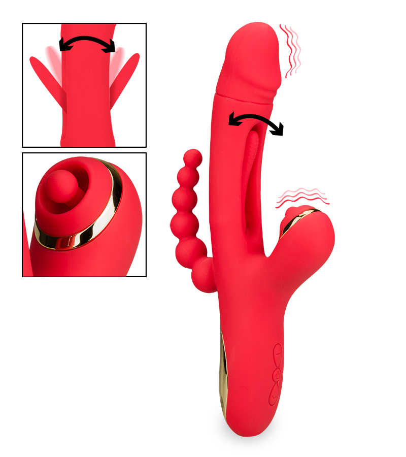 Fireworks triple-stimulation G-spot tapping rabbit vibrator