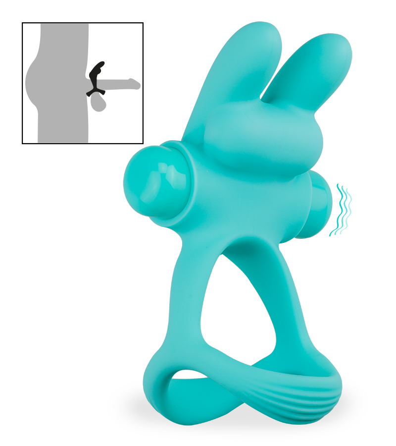 Fizzer triple silicone cock ring with vibrating rabbit