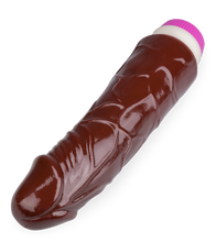 Load image into Gallery viewer, Flexible realistic black vibrating dildo