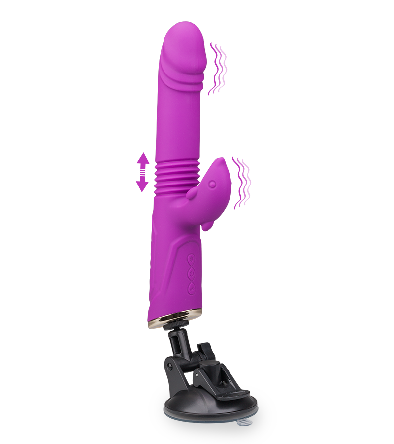 Flip thrusting rabbit vibrator with suction cup
