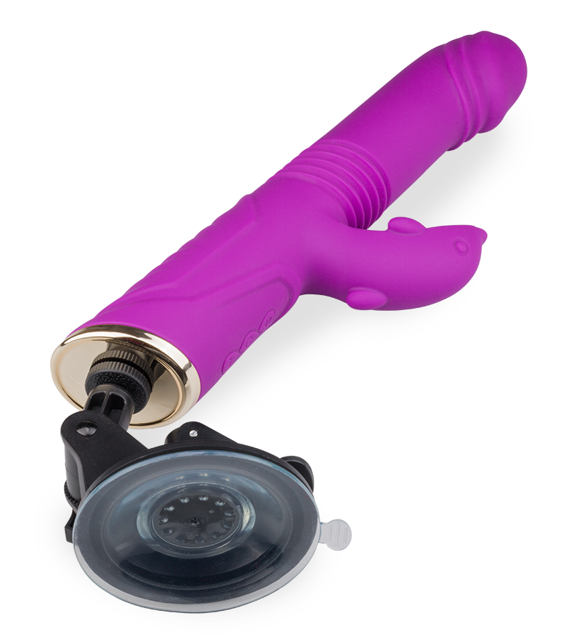Flip thrusting rabbit vibrator with suction cup