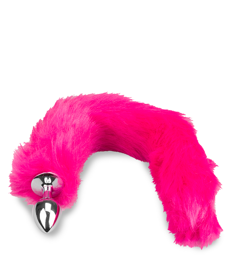 Fuchsia vegan fur fox tail anal plug