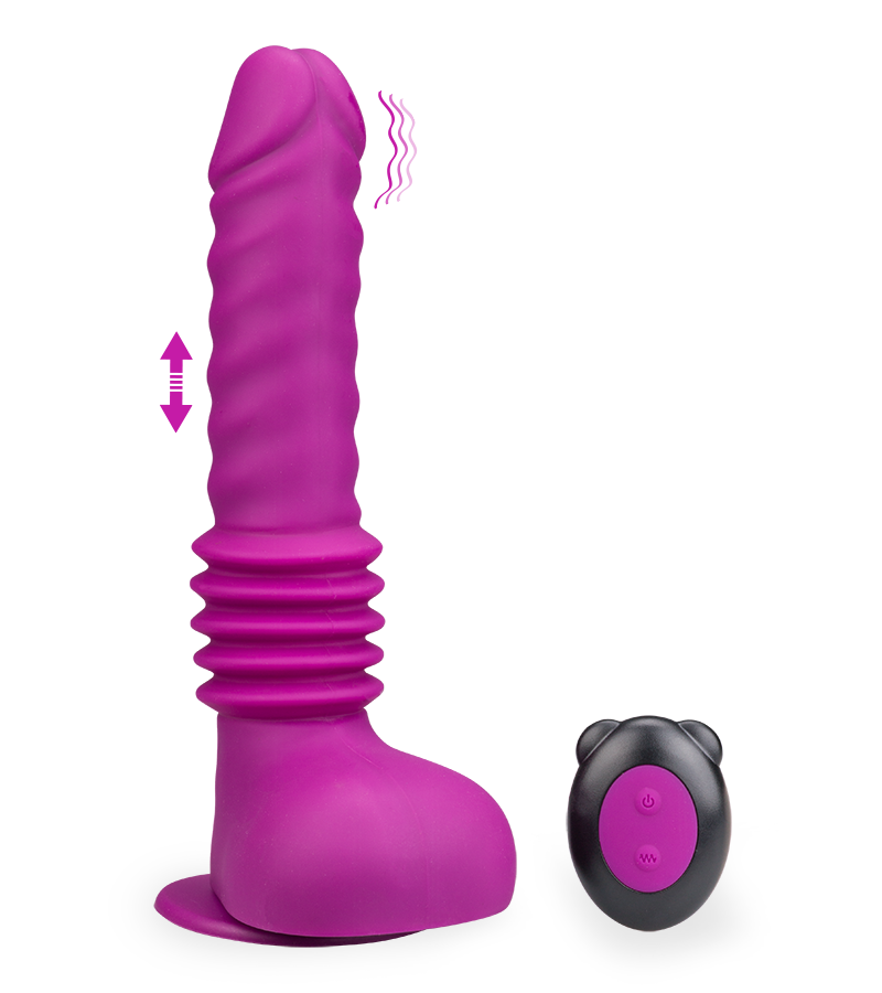 Fucking machine with vibrating dildo
