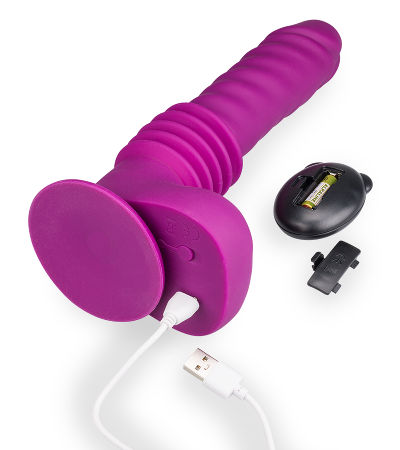 Fucking machine with vibrating dildo