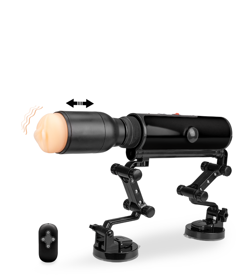 Fucking machine with vibrating masturbator