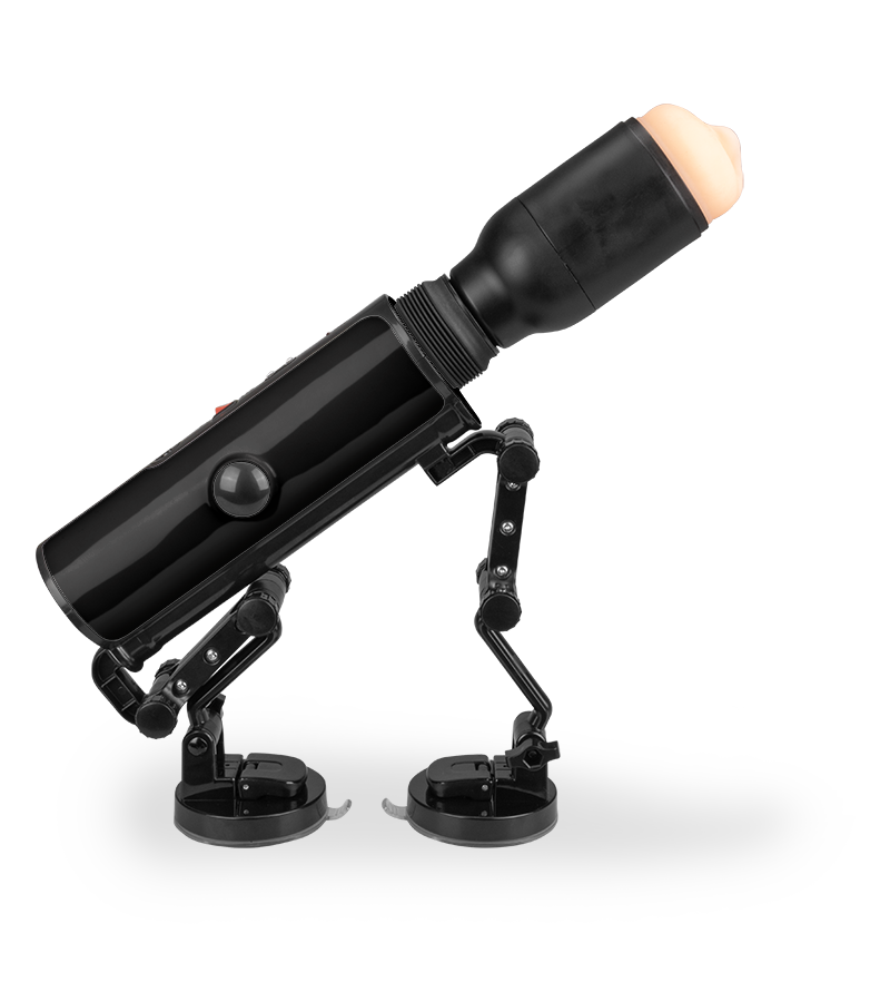 Fucking machine with vibrating masturbator