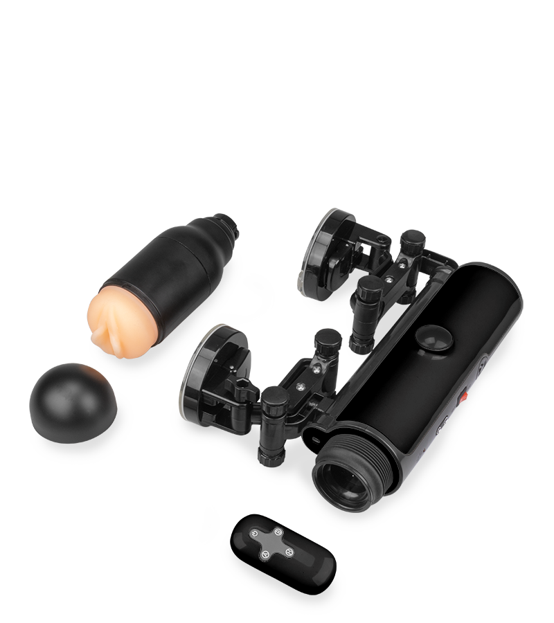 Fucking machine with vibrating masturbator