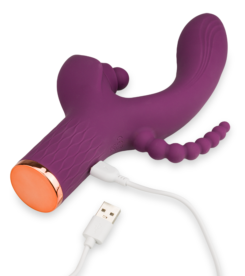 Funky triple stimulation rabbit vibrator