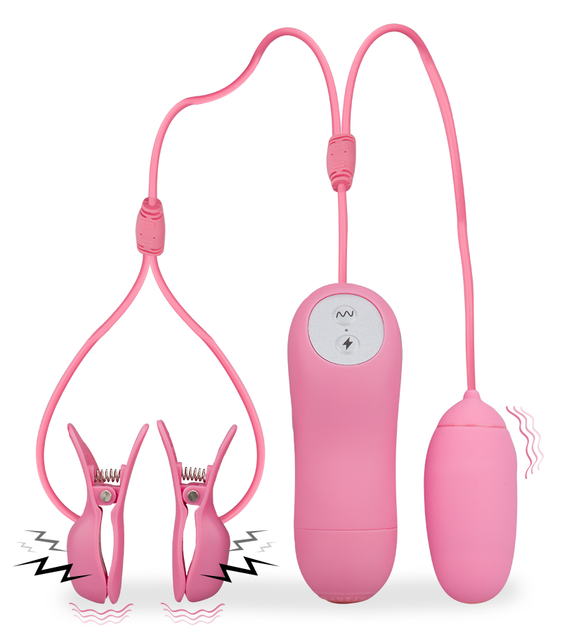 Furu vibrating electrosex nipple clamps with vibrating love egg