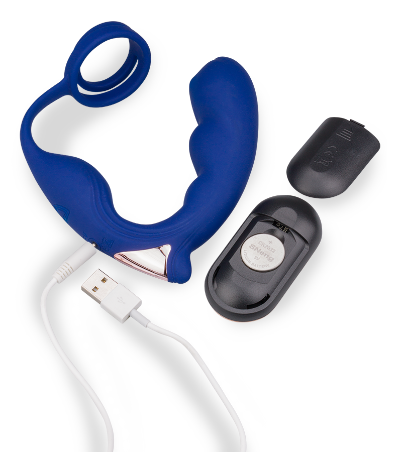 Fury double cock ring and prostate massager