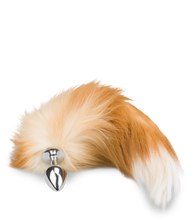 Load image into Gallery viewer, Ginger and white furry fox tail anal plug