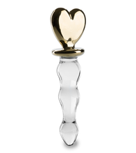 Load image into Gallery viewer, Golden Heart glass dildo