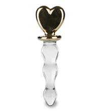 Load image into Gallery viewer, Golden Heart glass dildo