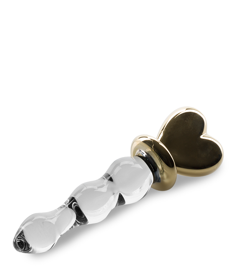 Golden Heart glass dildo