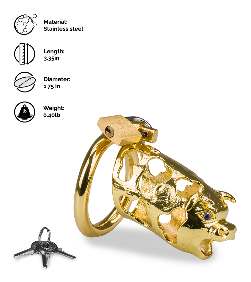 Golden Ox Chinese zodiac penis chastity cage