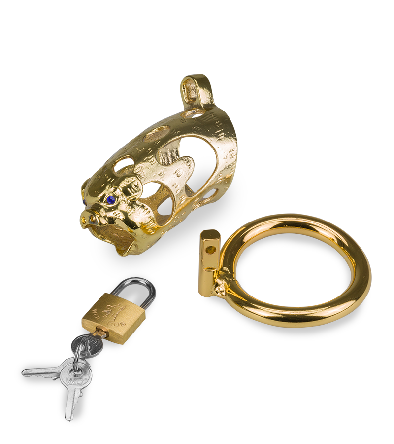 Golden Pig Chinese zodiac penis chastity cage