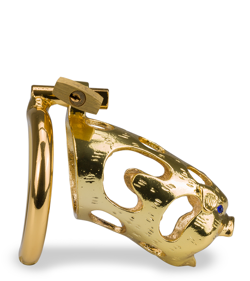 Golden Pig Chinese zodiac penis chastity cage
