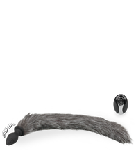 Load image into Gallery viewer, Grey faux fur vibrating butt plug