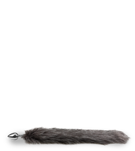 Load image into Gallery viewer, Grey faux fur wolf tail plug