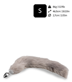 Grey vegan fur dog tail anal plug