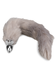 Load image into Gallery viewer, Grey vegan fur dog tail anal plug