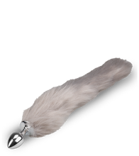 Load image into Gallery viewer, Grey vegan fur dog tail anal plug