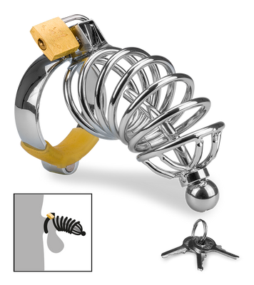 Guantanamo penis chastity cage and urethra plug