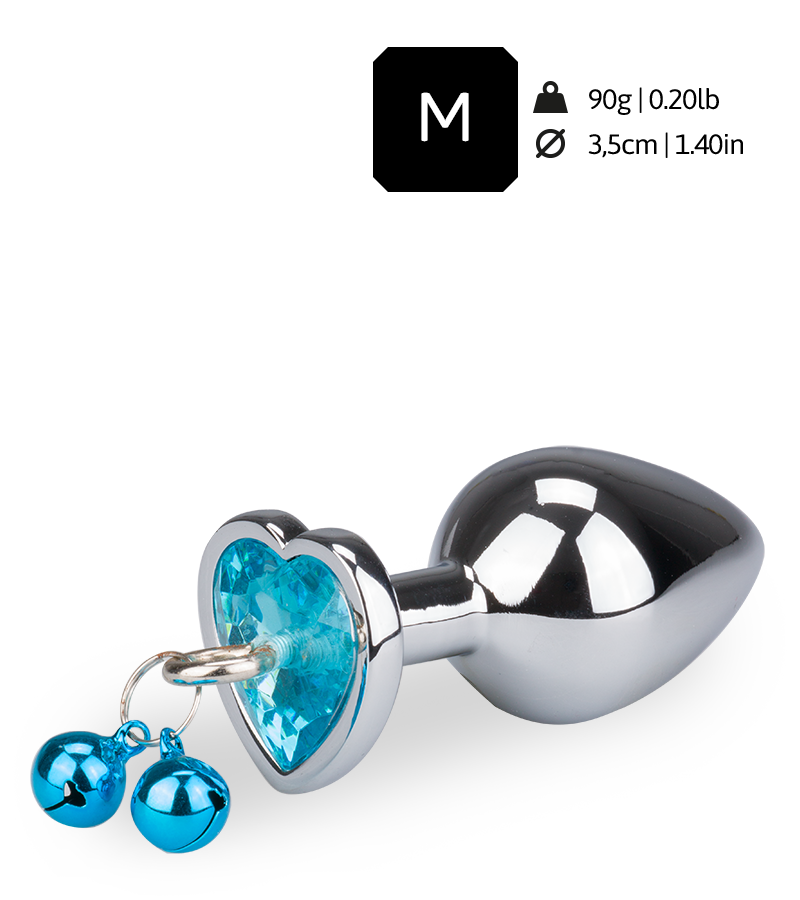 Heart-shaped rosebud anal jewel with bells