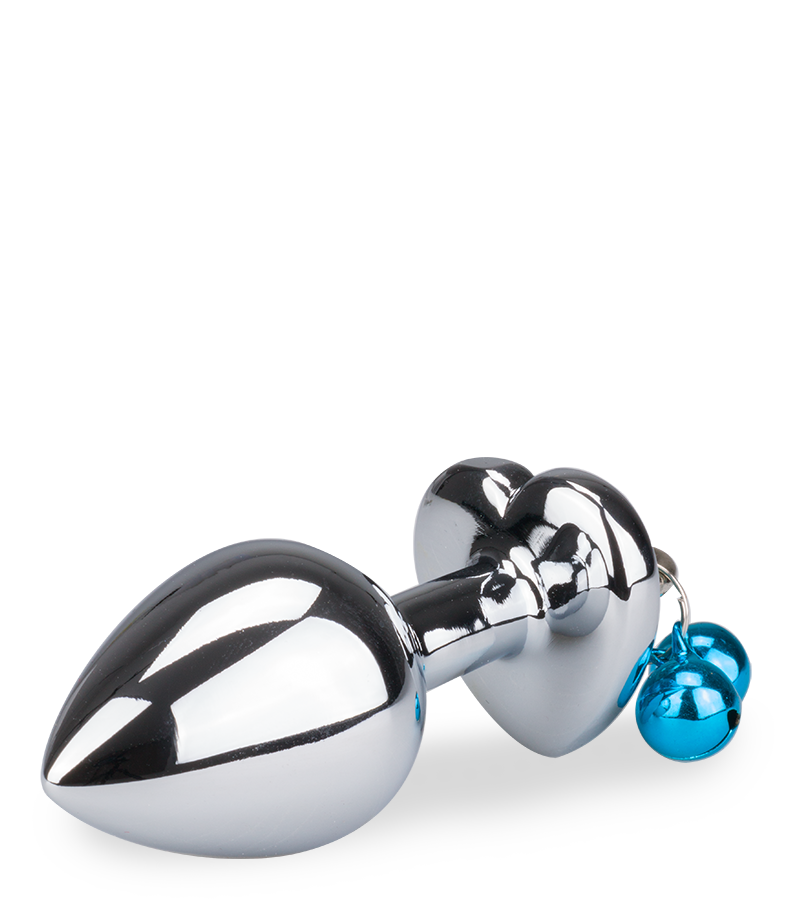 Heart-shaped rosebud anal jewel with bells