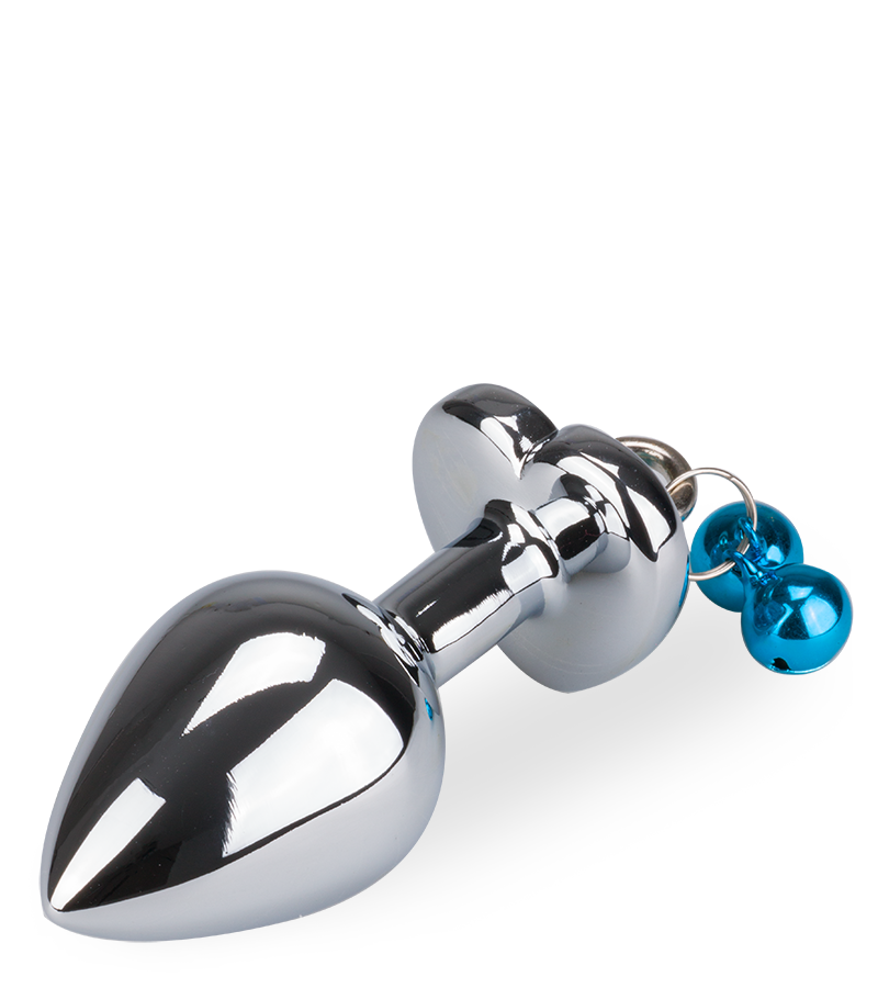 Heart-shaped rosebud anal jewel with bells