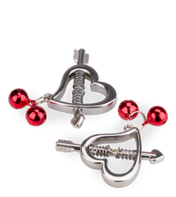 Load image into Gallery viewer, Hearts and bells BDSM nipple clamps