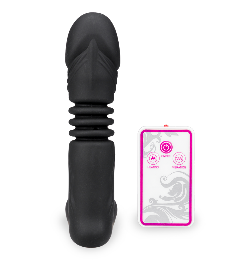 Heated thrusting and vibrating dildo