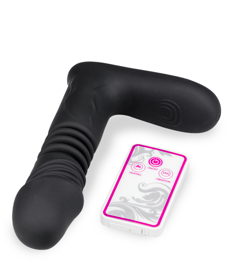 Heated thrusting and vibrating dildo