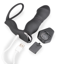 Load image into Gallery viewer, Hera vibrating and thrusting anal plug with cock ring