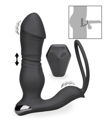 Hera vibrating and thrusting anal plug with cock ring