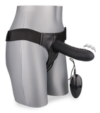 Hollow vibrating silicone strap-on dildo harness